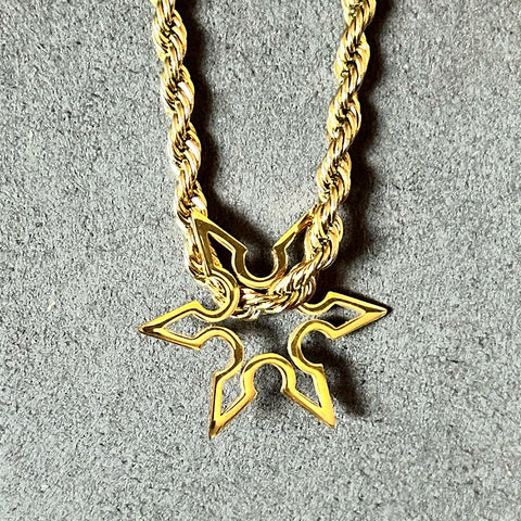 Gold Ninja Star Pendant & Chain