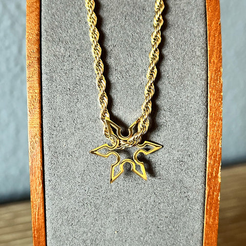 Gold Ninja Star Pendant & Chain